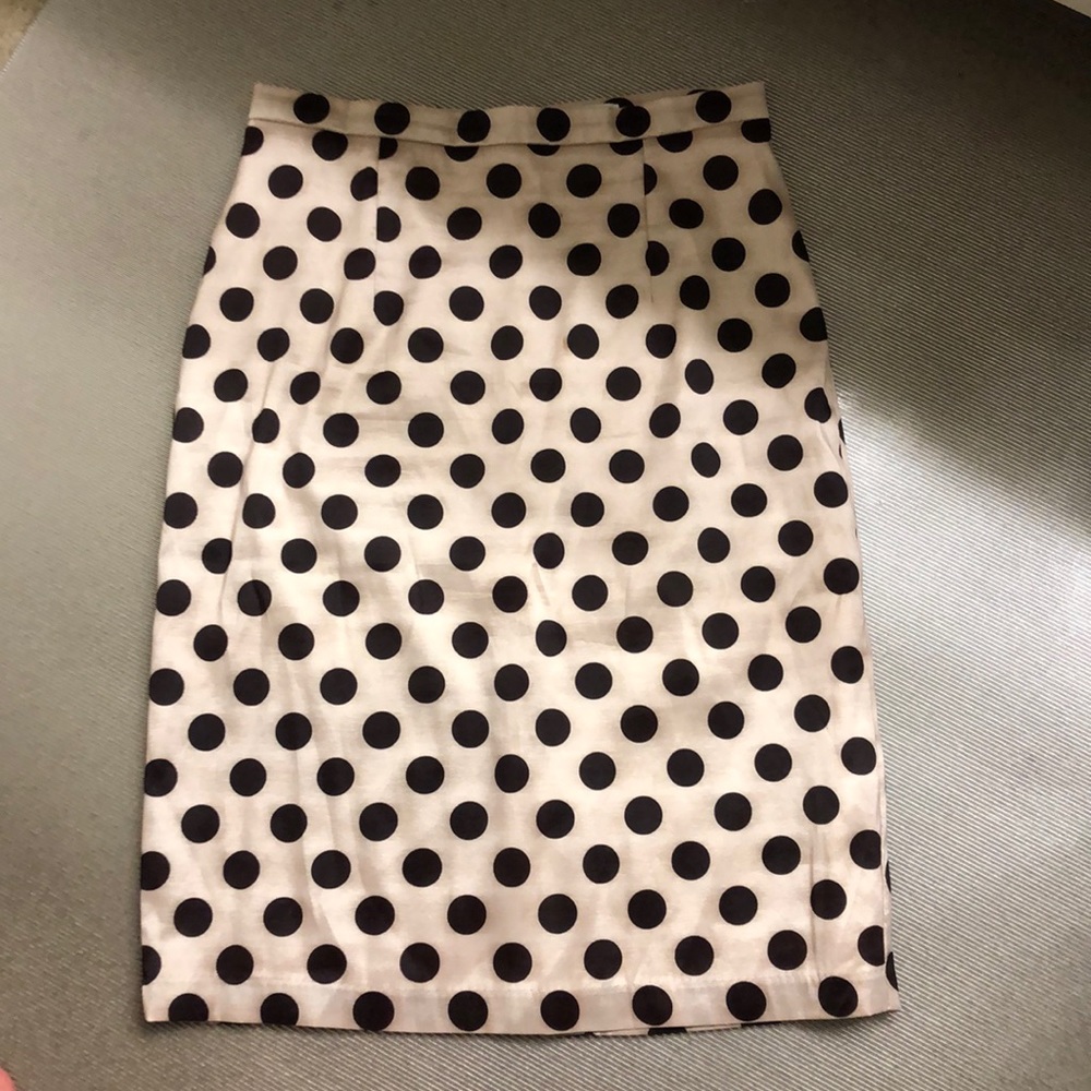Cream and Brown Polka Dot Pencil Skirt